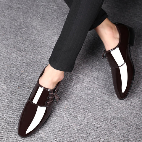 Men's Pointed Business Formal Glossy Large Size Leather Shoes