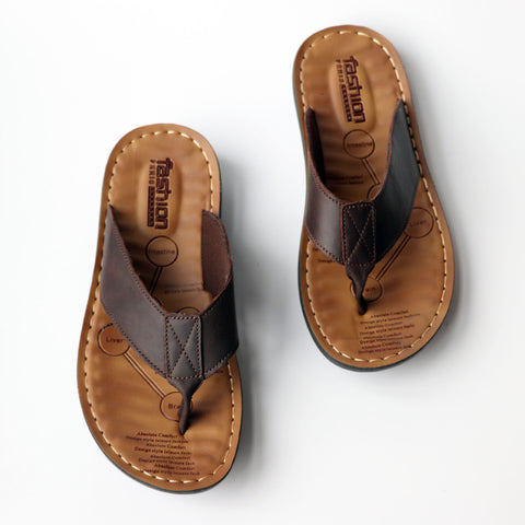 Comfortable Men's Cowhide Leisure Flip-flops Beach Sandals