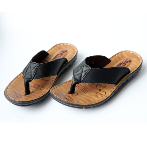 Comfortable Men's Cowhide Leisure Flip-flops Beach Sandals