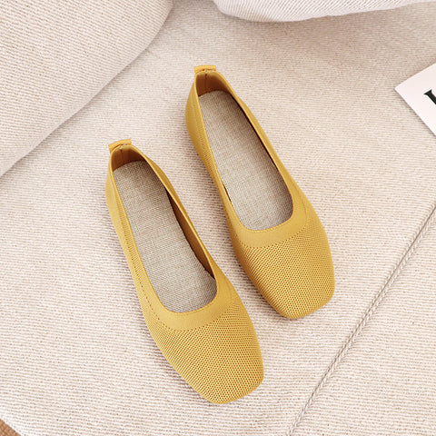 Women's Pumps Spring Knitted Slip-on Lofter Flat Casual Shoes