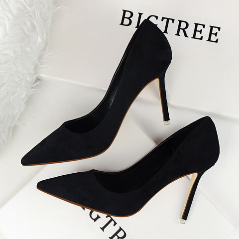 Women's Shallow Mouth Pointed Toe Suede Sexy Heels