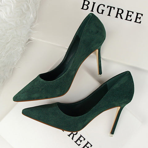 Women's Shallow Mouth Pointed Toe Suede Sexy Heels