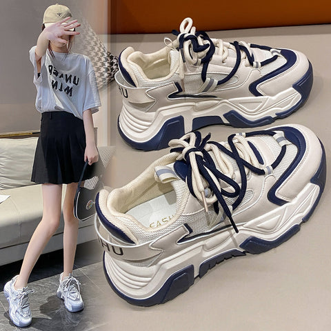 Women's Spring Breathable Increased Fashion Platform Dad Sneakers
