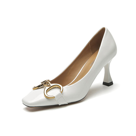 Patent Buckle Fashion French Lady Style Women's Shoes