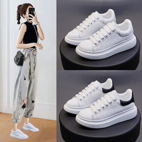Couple's Mcqueen White Female Spring Board Canvas Shoes