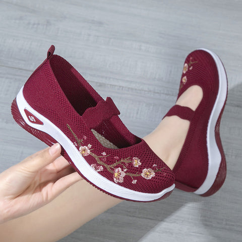 Women's Cloth Single Breathable Comfortable Mom Soft Sole Canvas Shoes