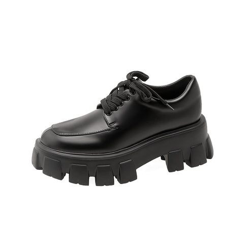 Women's Liu Wen British College Style Genuine Lace-up Leather Shoes