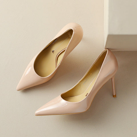Women's Nude High Stiletto Pointed Temperament Professional Women's Shoes