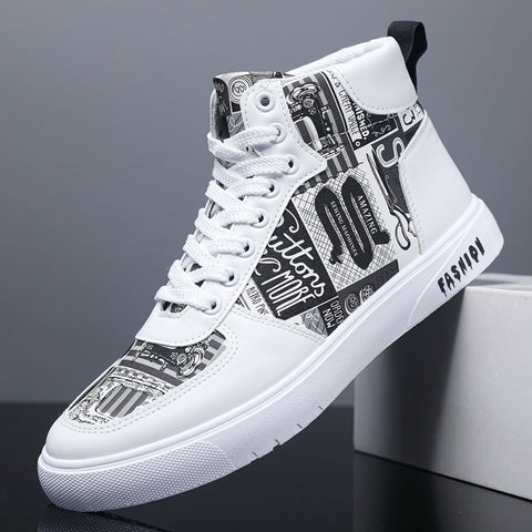 Casual Men's Fashionable Personalized Graffiti Leisure Sneakers