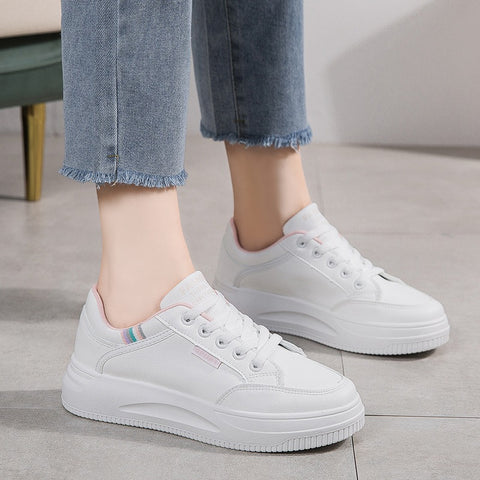 Graceful Slouchy Women's White Breathable Platform Sneakers
