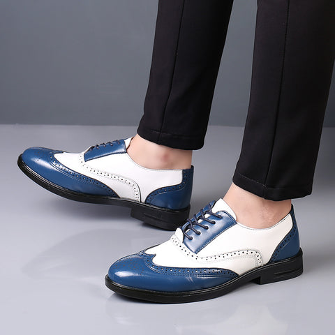 Men's Brogue Plus Size Color Matching Trendy Men's Shoes
