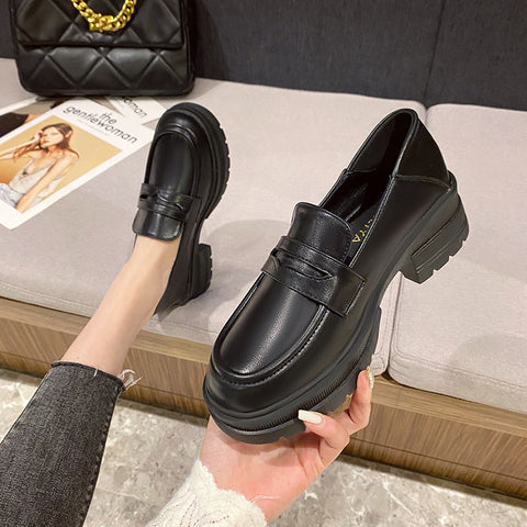 Stylish Women's Slip-on British Style Flat Leather Shoes