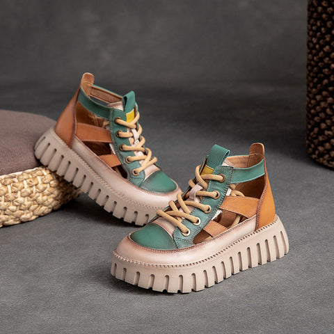 Women's Summer Platform Contrast Color Retro Trendy Sandals