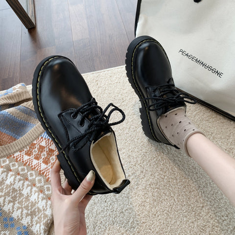 Women's Retro Round Toe Platform Harajuku British Leather Shoes