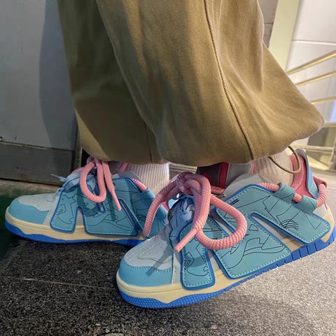 Men's Thick Bottom Bread Niche Street Retro Contrast Color Sneakers