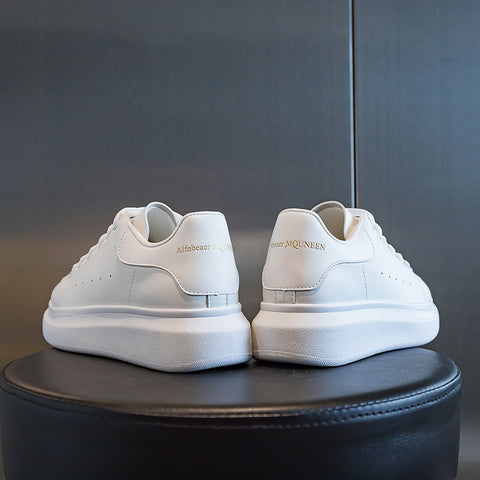 Men's White Korean Style Thick Bottom Board Sneakers