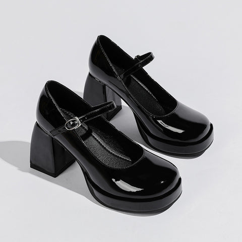 Women's Special-interest Design Elegant High-grade Chunky Black Heels