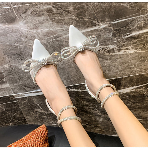 Women's Summer Strap Fairy Style Black Bow Sandals