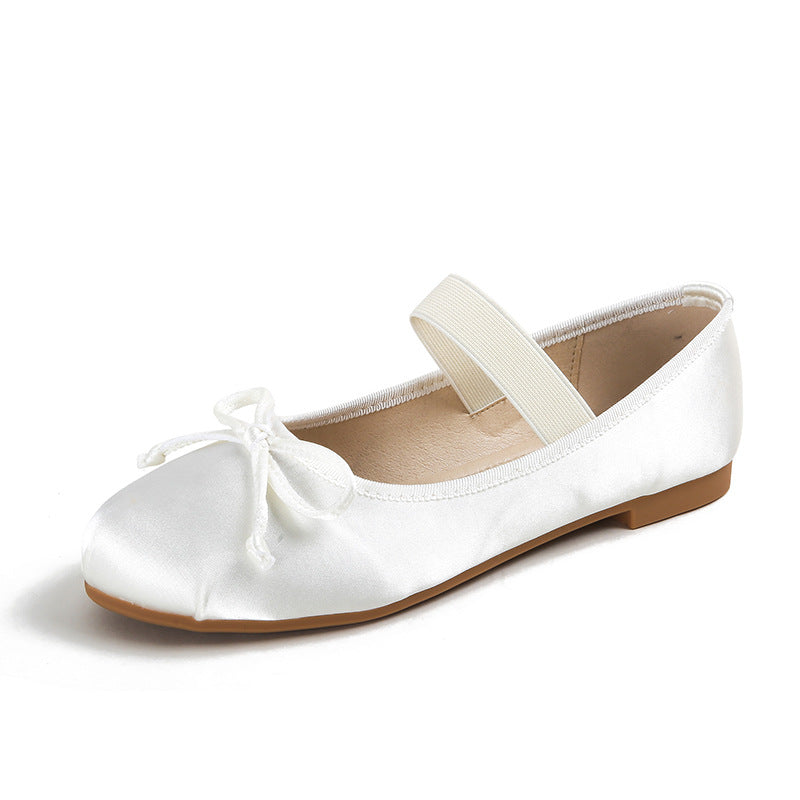 Mom French Style Vintage Bow With Shallow Mouth Women's Shoes