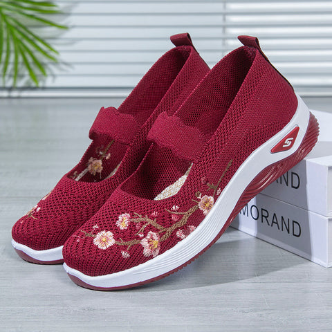 Women's Cloth Single Breathable Comfortable Mom Soft Sole Canvas Shoes