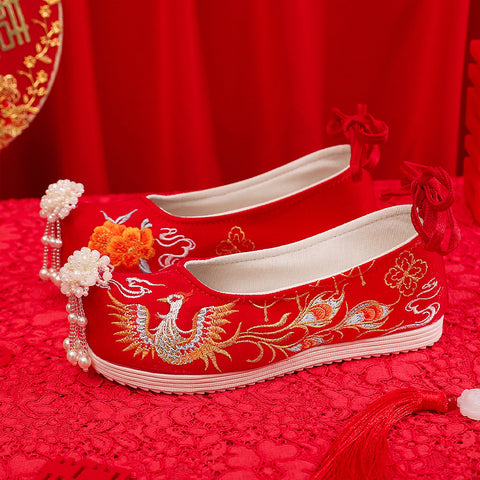 Attractive Ancient Style Chinese Wedding Female Canvas Shoes