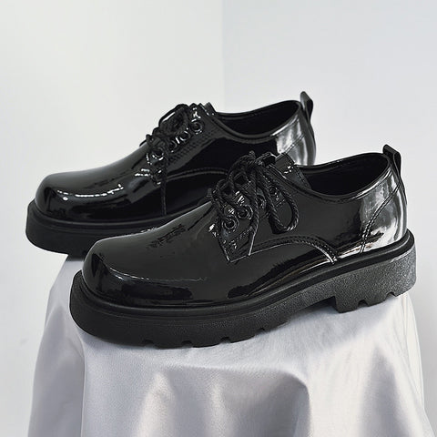 Men's Square Toe Chunsen Low-top Youth Leather Shoes