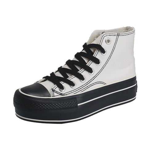 Women's Spring Thick-soled High-top Korean Inner Height Canvas Shoes
