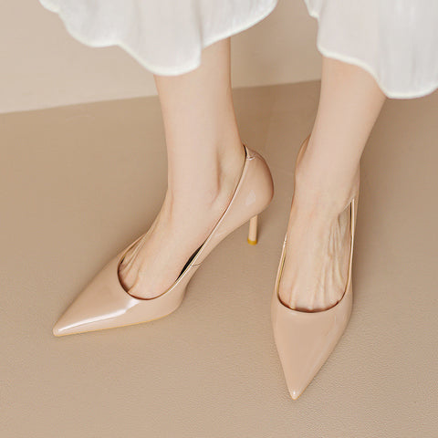 Women's Nude High Stiletto Pointed Temperament Professional Women's Shoes