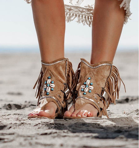 Women's Size Summer Flat Toe Tassel Sandals