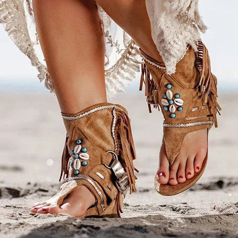 Women's Size Summer Flat Toe Tassel Sandals
