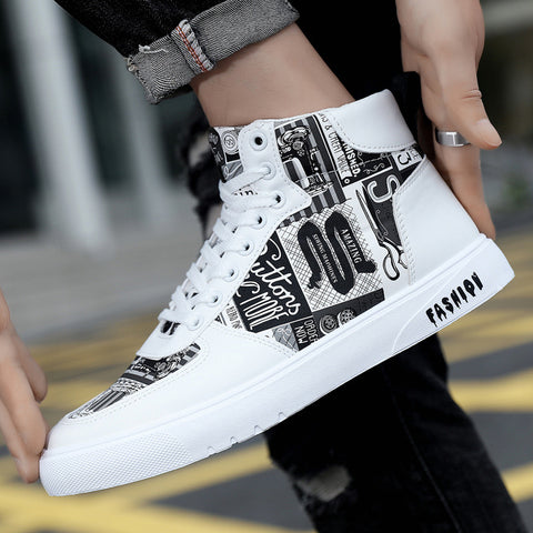 Casual Men's Fashionable Personalized Graffiti Leisure Sneakers