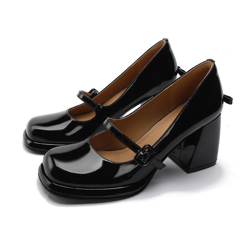 Women's Retro Black High Lolita Platform Height Increasing Women's Shoes
