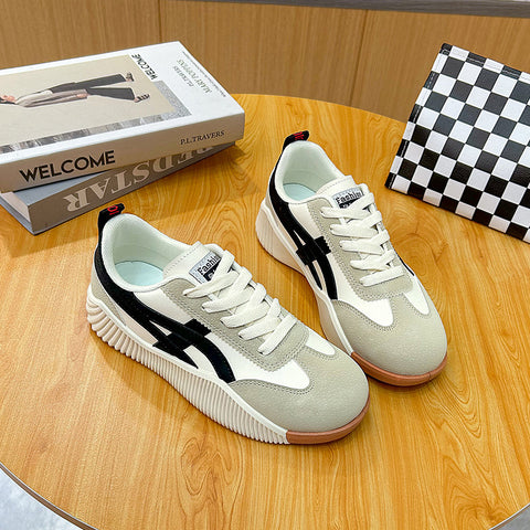 Women's Flat White Spring Breathable Skateboard Casual Shoes