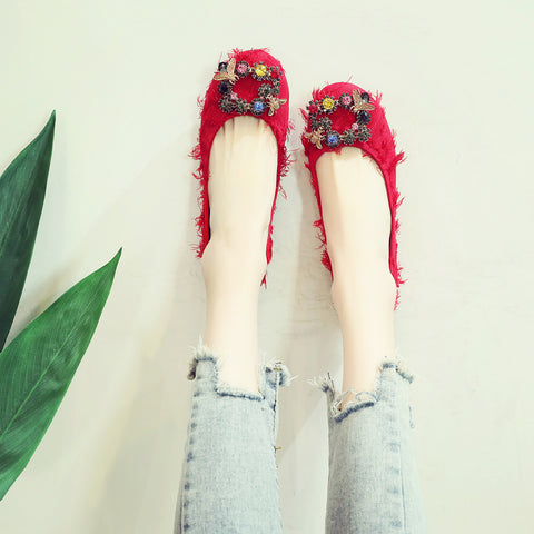 Women's Flower Core Flat Low-cut Gommino All-matching Casual Shoes