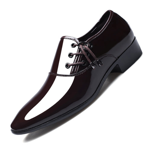 Chaussures d'affaires pointues en cuir brillant de grande taille pour hommes