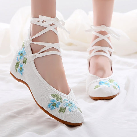 Women's Chinese Clothing Ancient Non-slip Embroidered Height Canvas Shoes