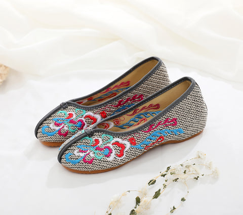 Ethnic Style Embroidered Pumps Linen Height Canvas Shoes