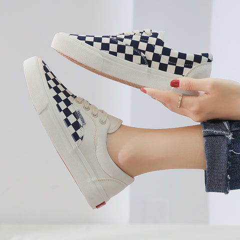 Trendy Plaid For Male And Female Canvas Shoes