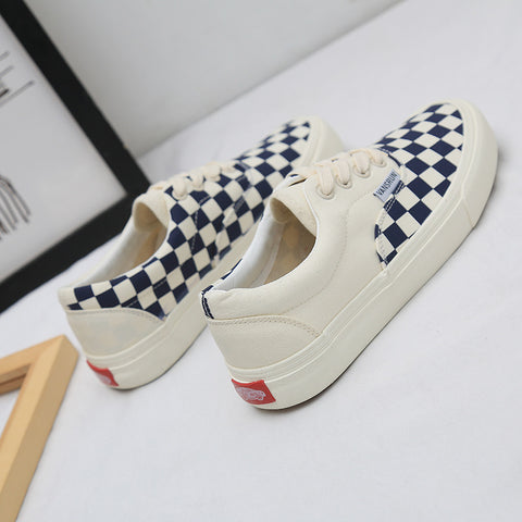 Trendy Plaid For Male And Female Canvas Shoes