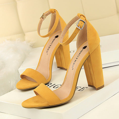 Women's Simple Thick And Sexy Nightclub Strap Heels