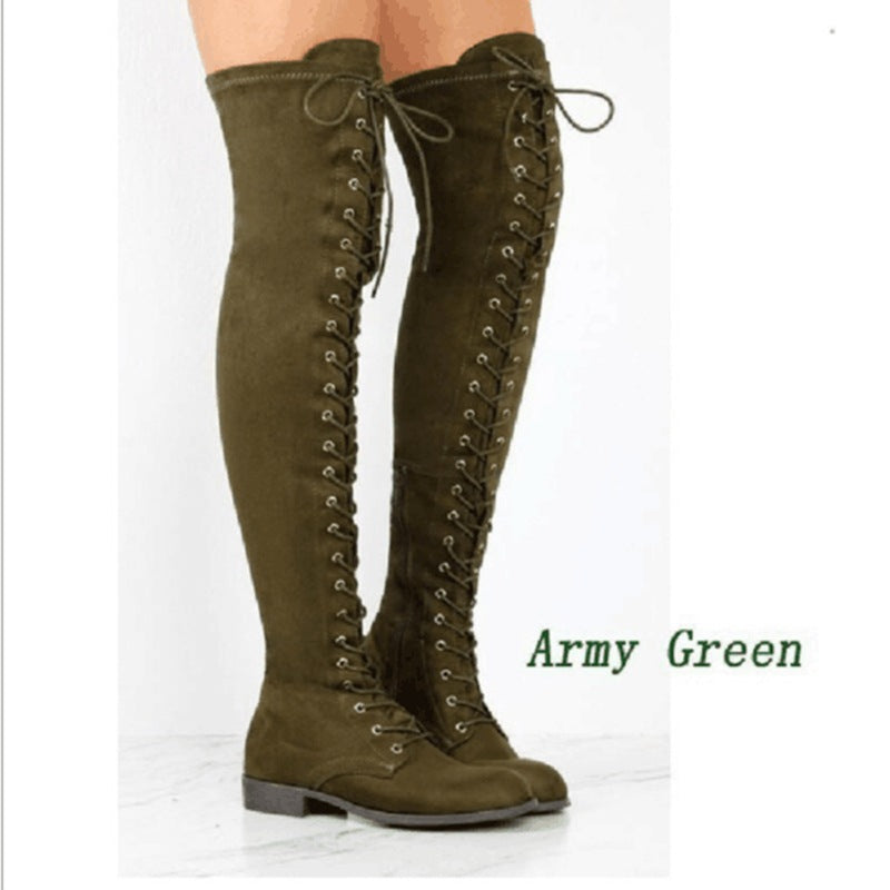 Women's Knight Front Lace-up Over The Knee Boots