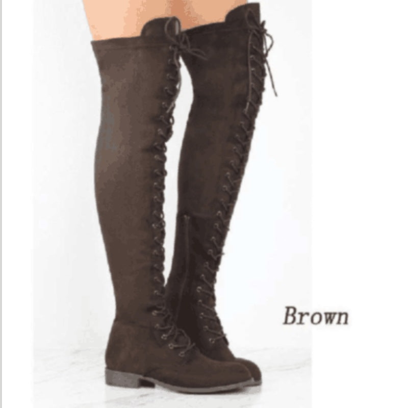 Women's Knight Front Lace-up Over The Knee Boots