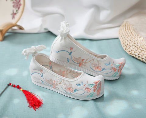 Durable Height Increasing Insole Bow Antique Canvas Shoes