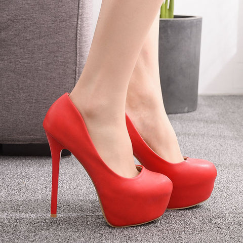 Red Stiletto Waterproof Platform Wedding Plus Women's Shoes