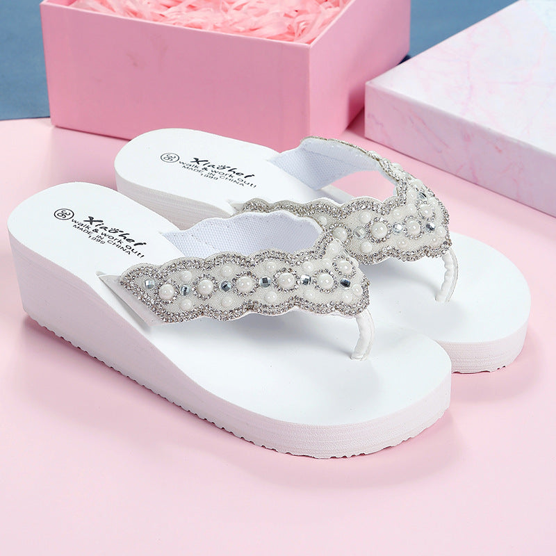 Women's Pearl For Outdoor Wear Fashion Wedge Sandals