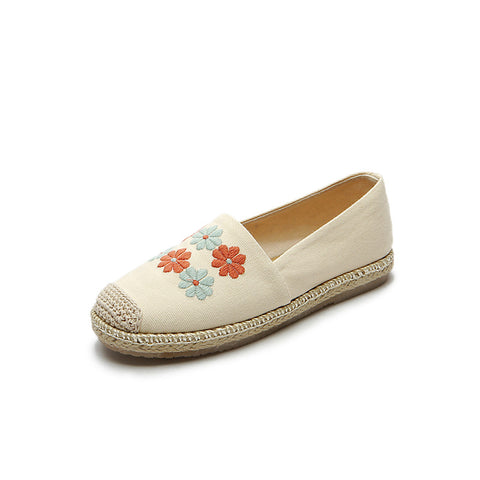 Women's Linen Embroidered Low-top Cloth Simple And Breathable Casual Shoes