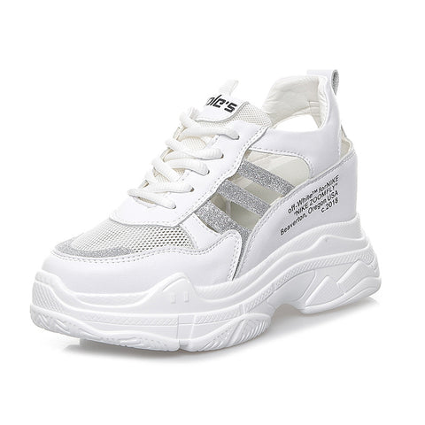 Comfortable Women's Hollowed White Korean Dad Casual Shoes