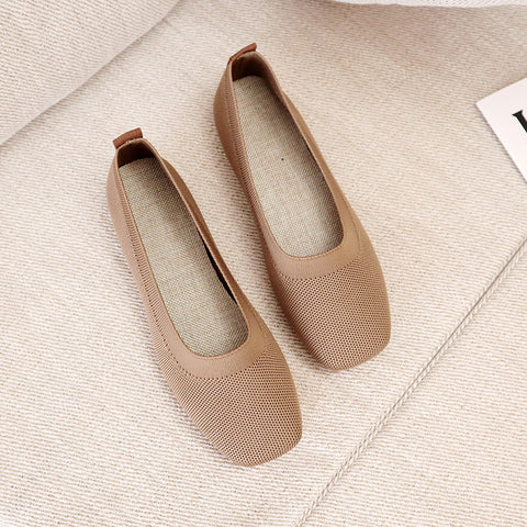 Escarpins pour femmes Printemps Tricoté Slip-on Lofter Flat Casual Shoes