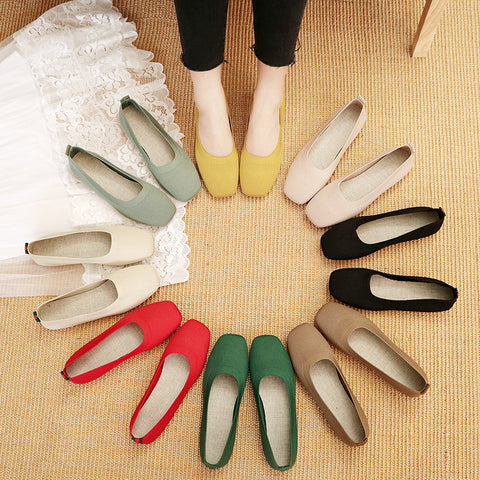 Escarpins pour femmes Printemps Tricoté Slip-on Lofter Flat Casual Shoes