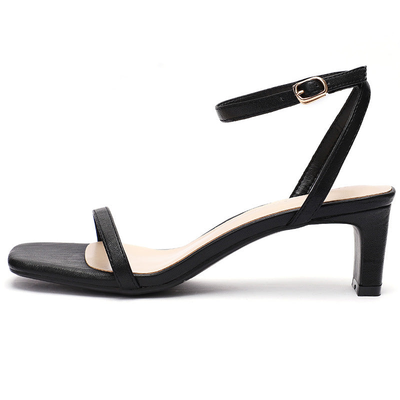 Women's Toe Strap Chunky High Buckle Sandals